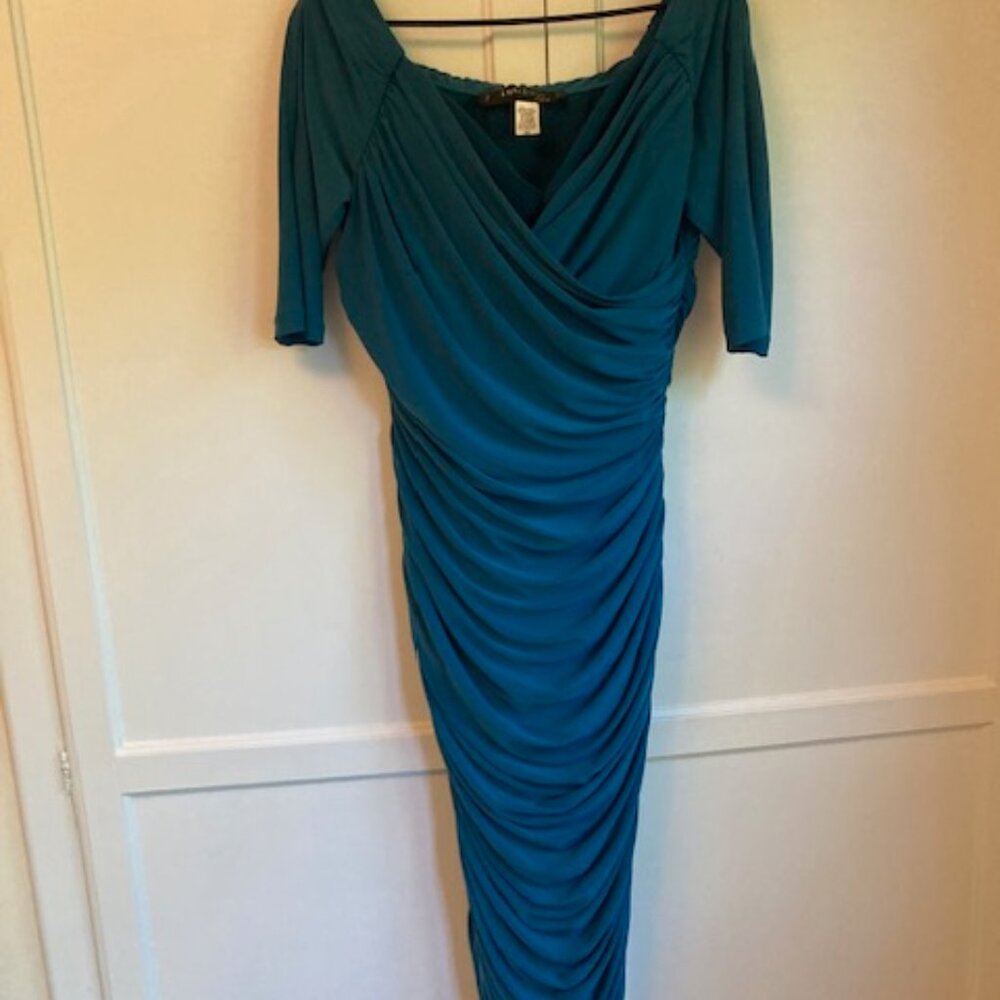 Laura Byrnes Monica Wiggle Dress 2X Teal Turquoise Blue